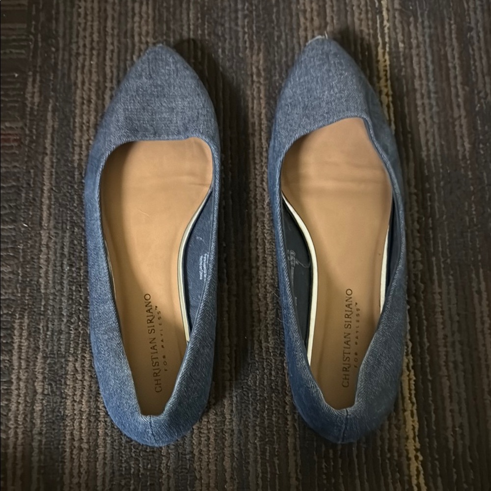 Christian Siriano Blue and Tan Flats